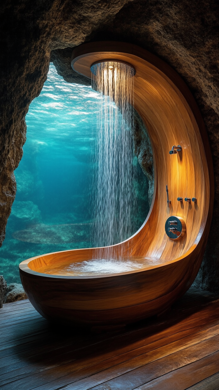 Experience Luxury with a Craftsman Wood Crescent Moon Bathtub